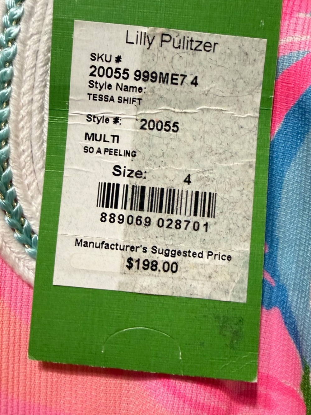 Lilly Pulitzer Tessa Shift Dress Size 4 Pink Tropical Print So A Peeling Cotton - Picture 11 of 15